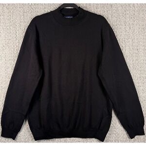 John Ashford Italian Merino Wool Sweater Large Black Vintage 80s 90s Mock